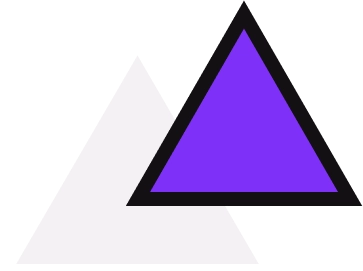 Pixelated icon featuring a white angular shape and a purple triangle overlapping its upper right side.