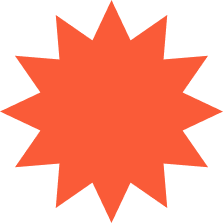 Red starburst shape with twelve jagged points, commonly used as an icon for 'new' or 'attention'.