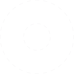 Pixel art illustration of two concentric white circles with broken lines on a black background.