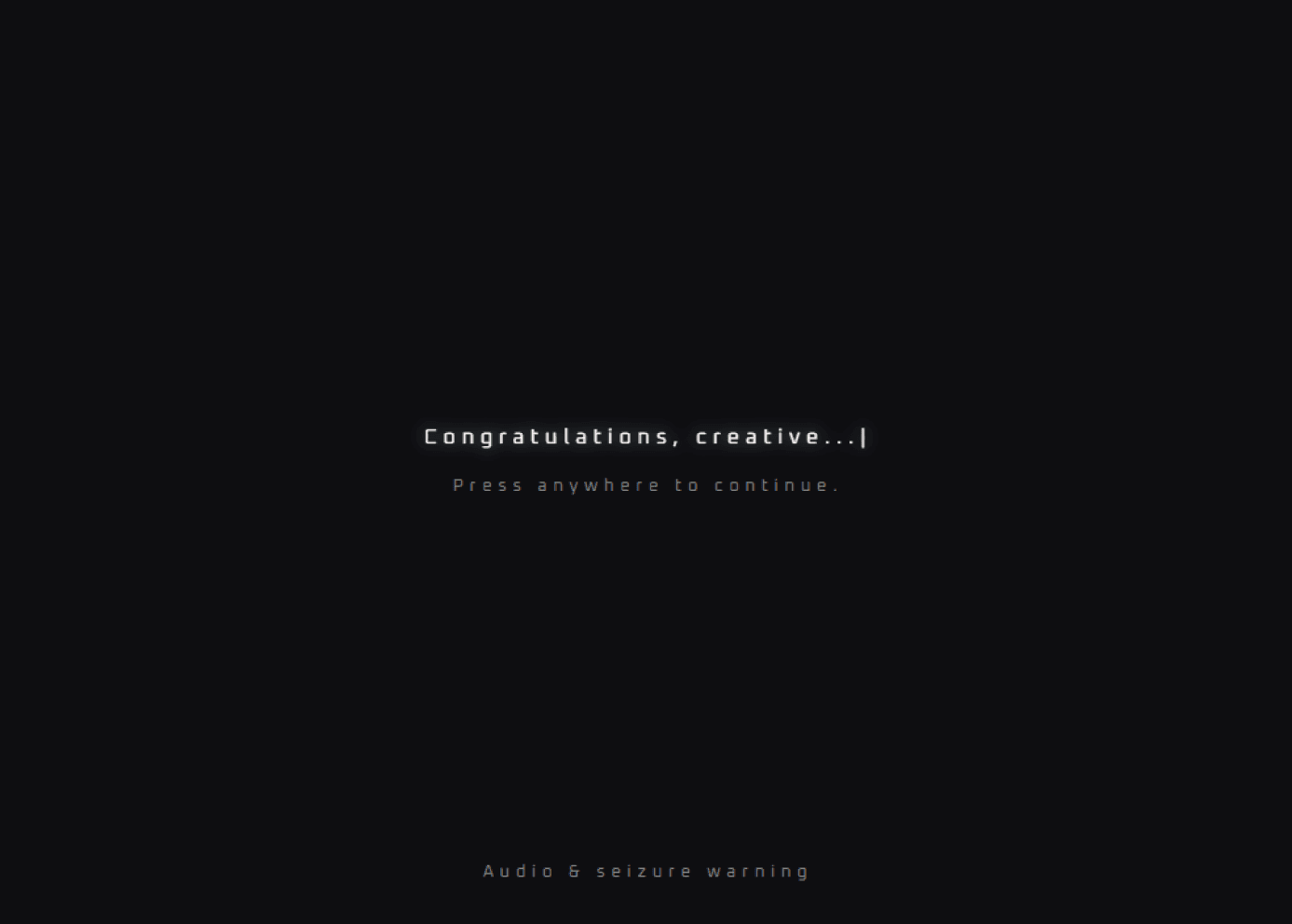 A screenshot of a website saying "Congratulations, creative..."