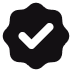 Black verified badge icon with a white checkmark.